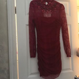 Maroon lace Bebe Cocktail dress